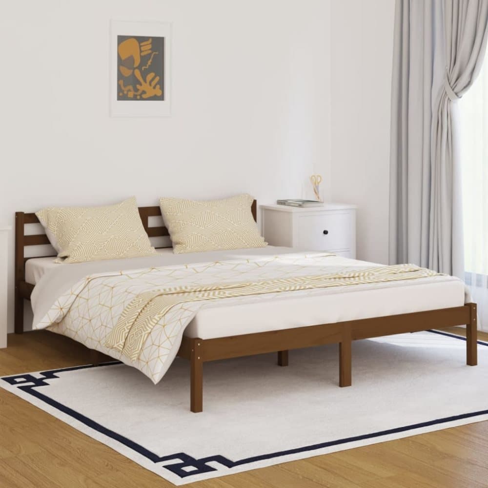 vidaXL Sängram massiv furu 160x200 cm honungsbrun