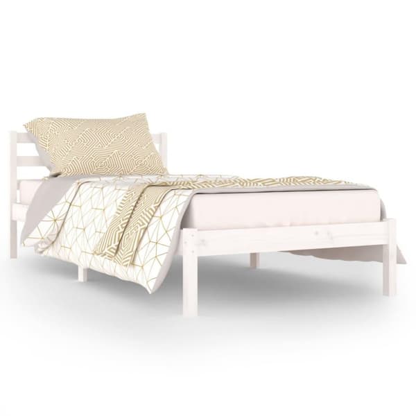 vidaXL Sengeramme heltre furu 90x200 cm hvit