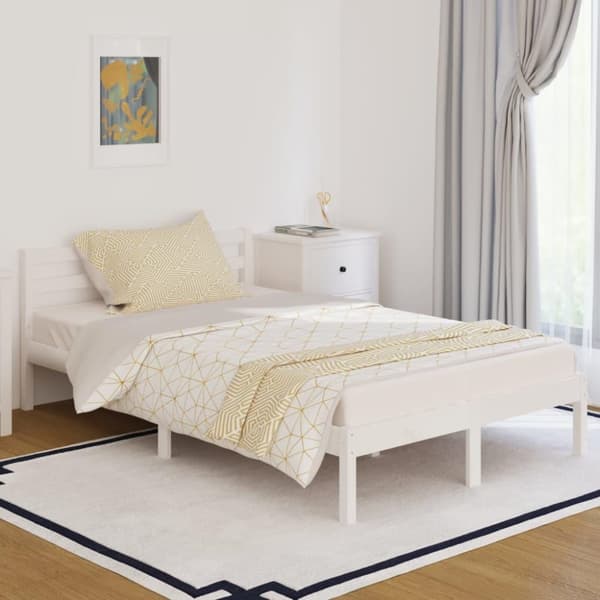 vidaXL Sengeramme heltre furu 120x200 cm hvit