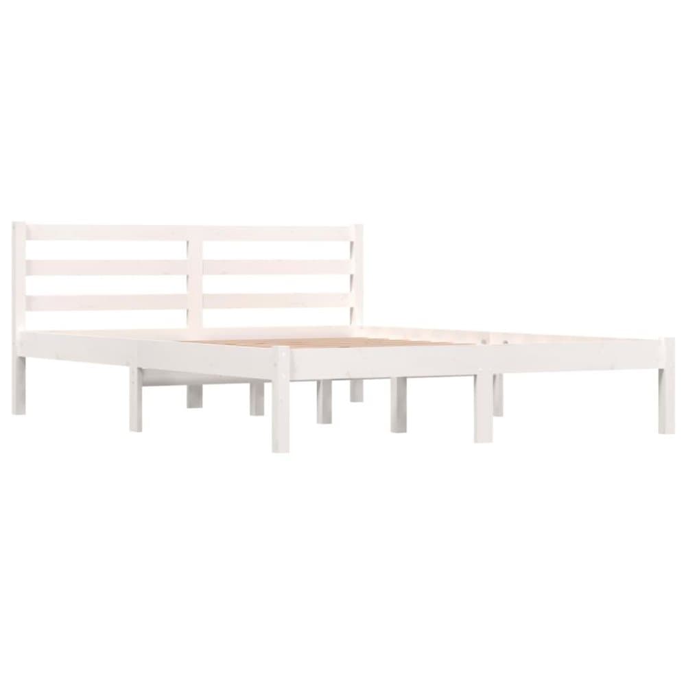 vidaXL Sängram massiv furu 140x190 cm vit