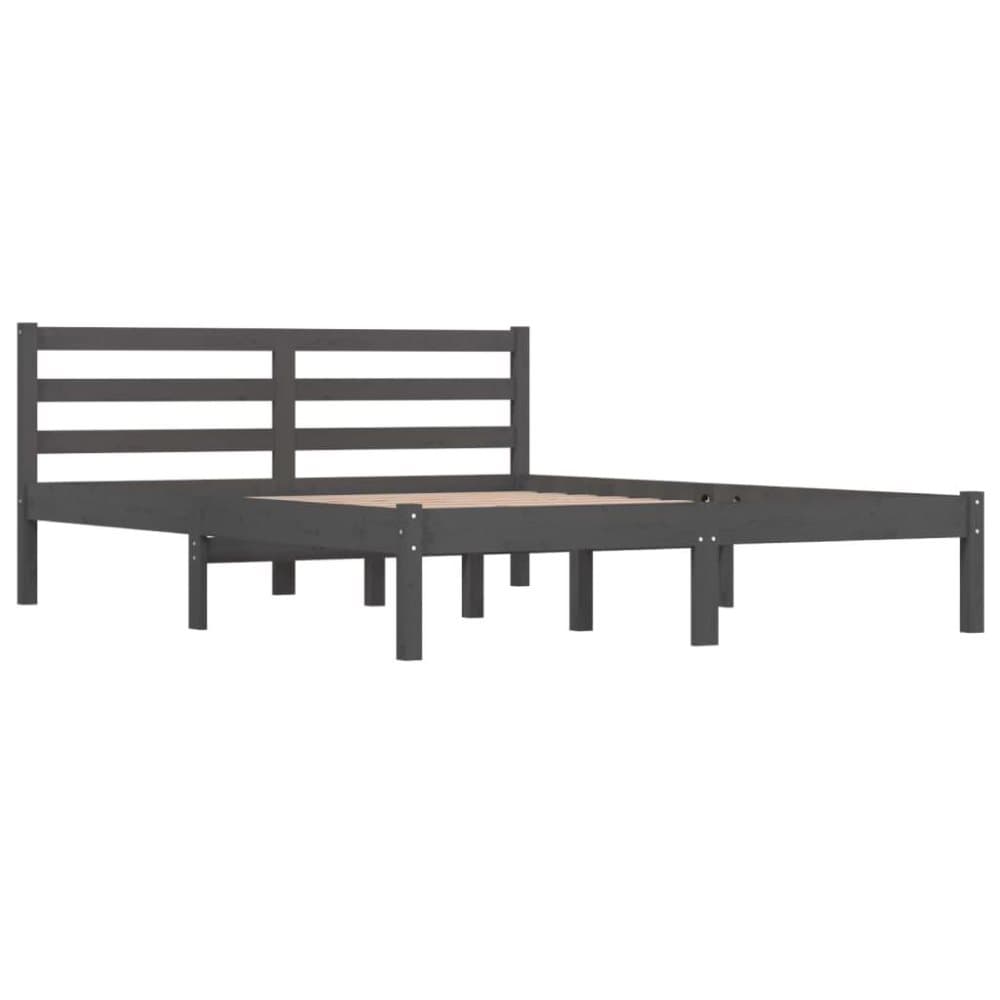 vidaXL Sängram massiv furu 140x190 cm grå