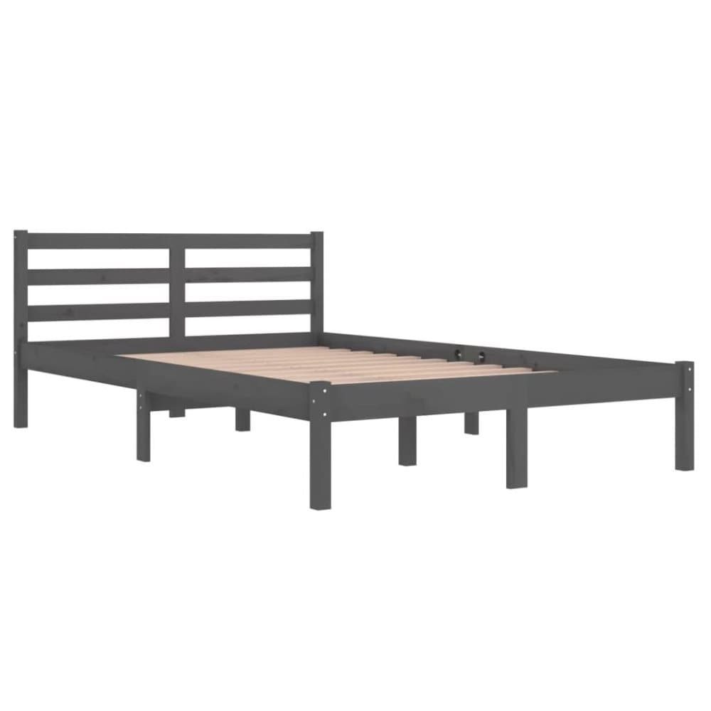 vidaXL Sängram massiv furu 120x200 cm grå