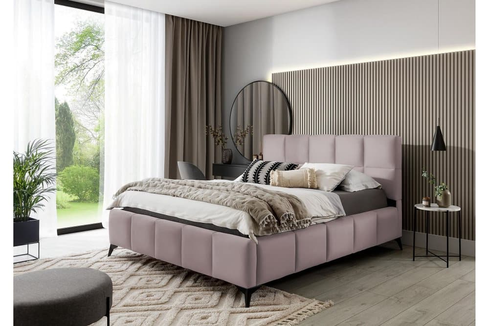 Nazira Sängram med Förvaring 140x200 cm Ljusrosa