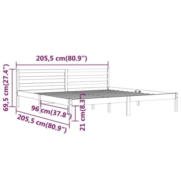 vidaXL Sängynrunko täysi mänty 200x200 cm valkoinen