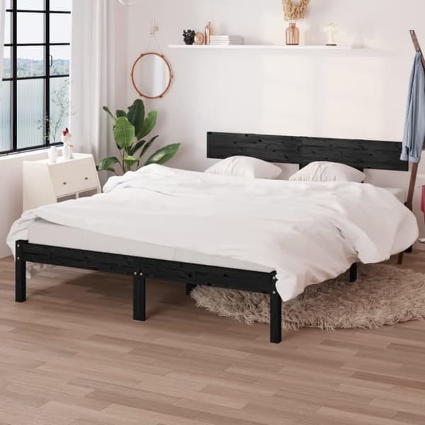 vidaXL sengeramme 120x200 cm massivt fyrretræ sort