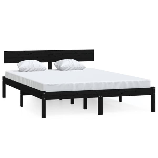 vidaXL sengeramme 120x200 cm massivt fyrretræ sort