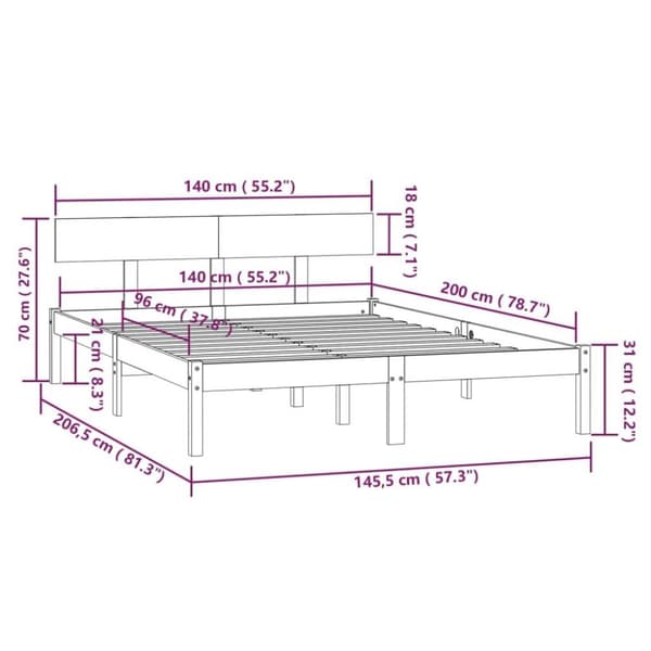 vidaXL sengeramme 140x200 cm massivt fyrretræ hvid