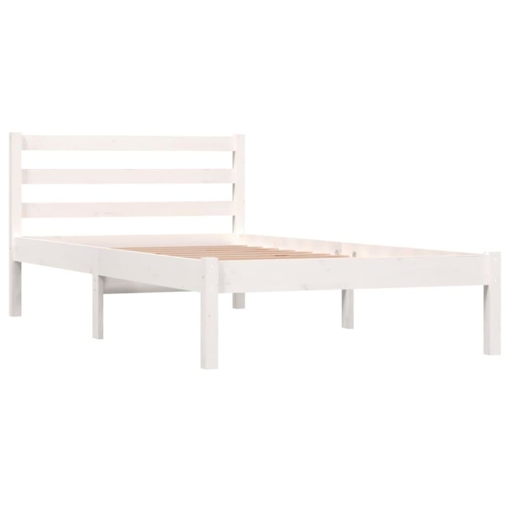 vidaXL Sängram massiv furu 90x190 cm vit 3FT