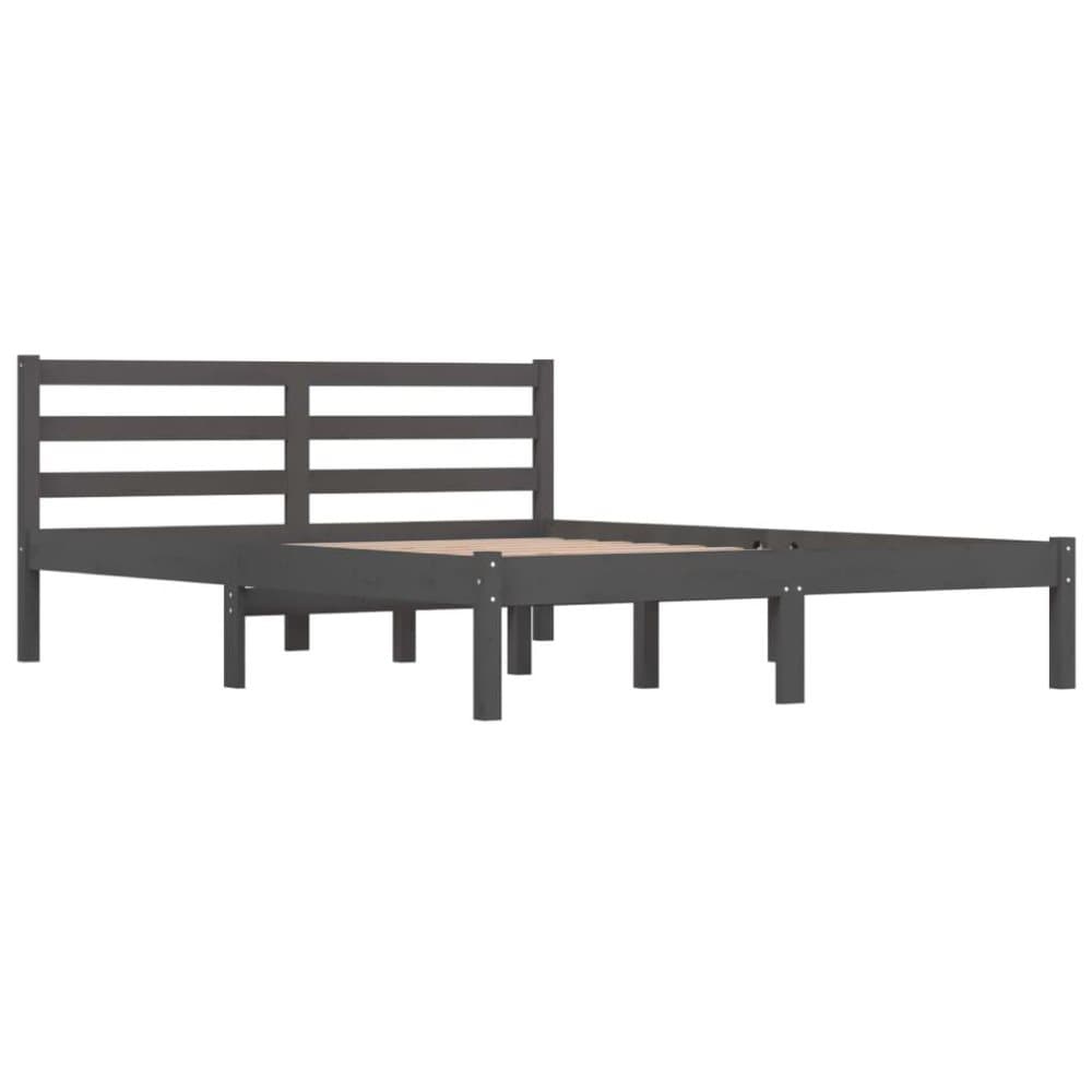 vidaXL Sängram massiv furu 120x190 cm grå 4FT