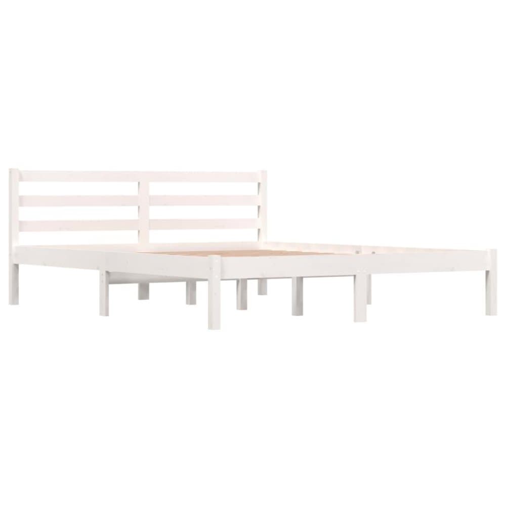 vidaXL Sängram massiv furu 150x200 cm vit 5FT