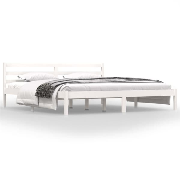 vidaXL Sengeramme heltre furu 180x200 cm hvit Super King