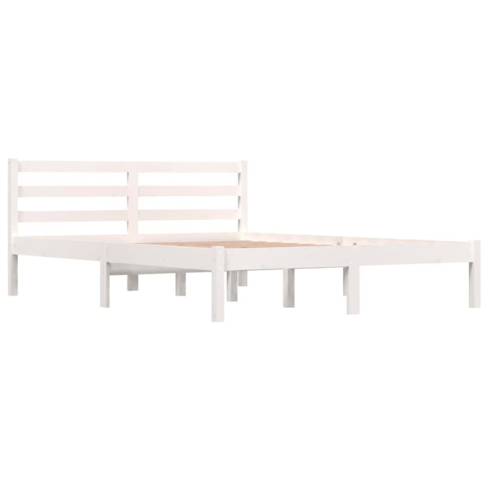 vidaXL Sängram massiv furu 120x190 cm vit 4FT