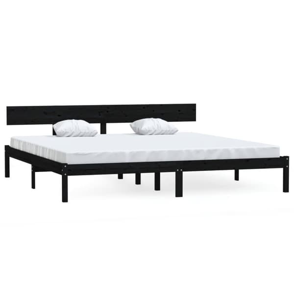 vidaXL Sängynrunko musta täysi mänty 180x200 cm Super King