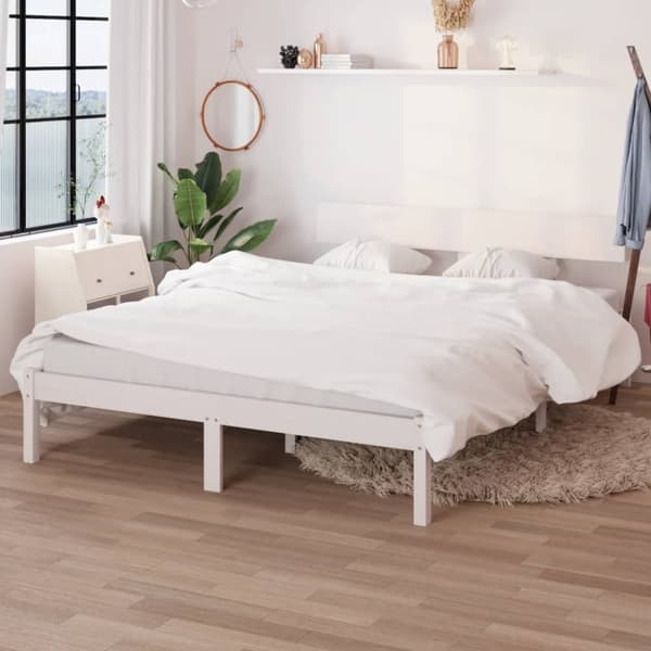 vidaXL sengeramme 160x200 cm massivt fyrretræ hvid