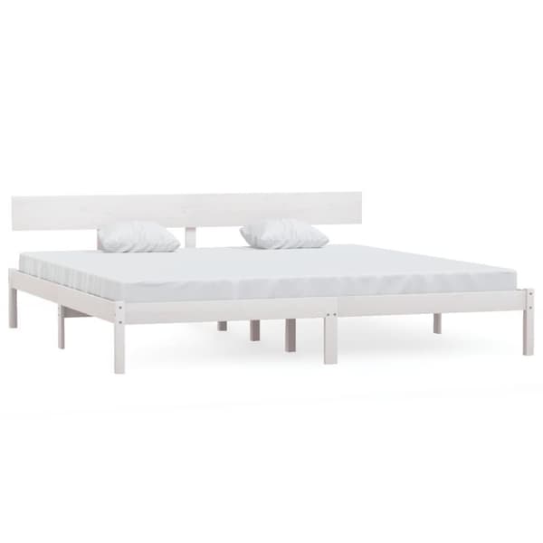 vidaXL sengeramme 180x200 cm Super King massivt fyrretræ hvid