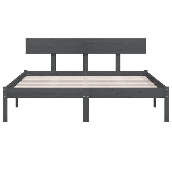 vidaXL sengeramme 160x200 cm massivt fyrretræ grå