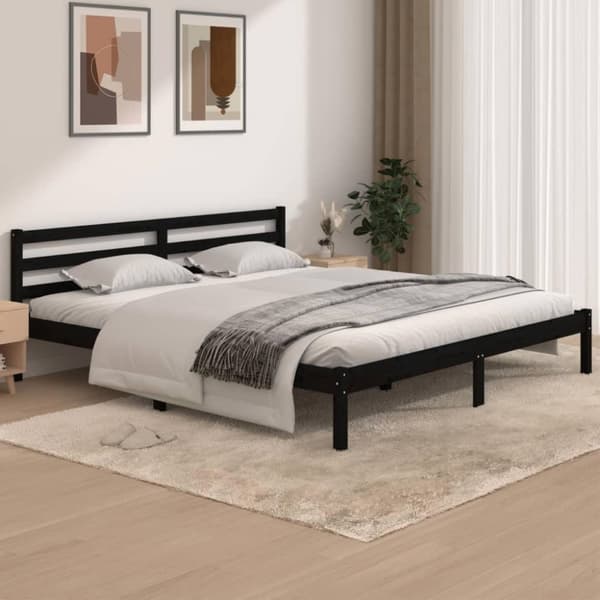 vidaXL Sängynrunko täysi mänty 180x200 cm musta 6FT Super King
