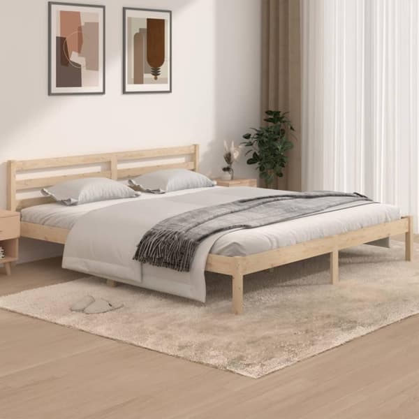 vidaXL Sängynrunko täysi mänty 180x200 cm Super King