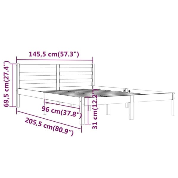 vidaXL sengeramme 140x200 cm massivt fyrretræ