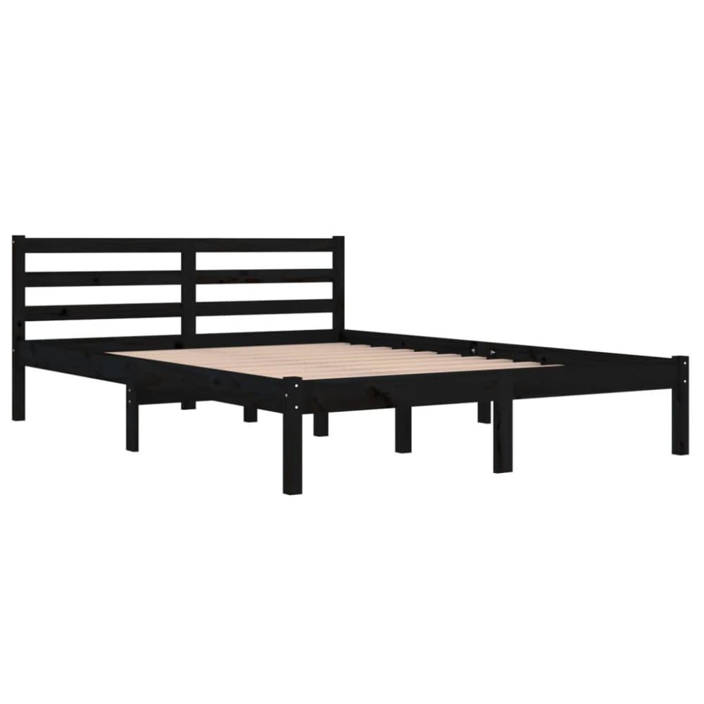 vidaXL Sängram massiv furu 140x200 cm svart
