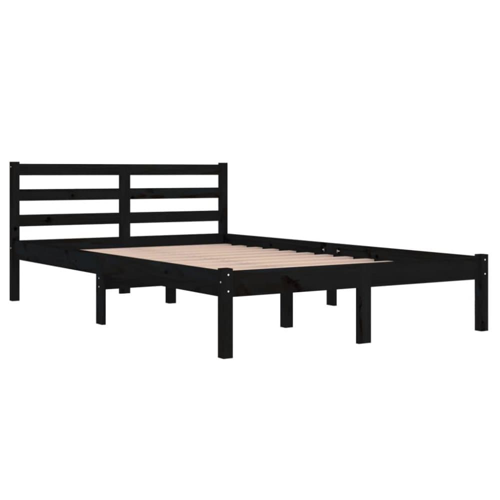 vidaXL Sängram massiv furu 120x200 cm svart