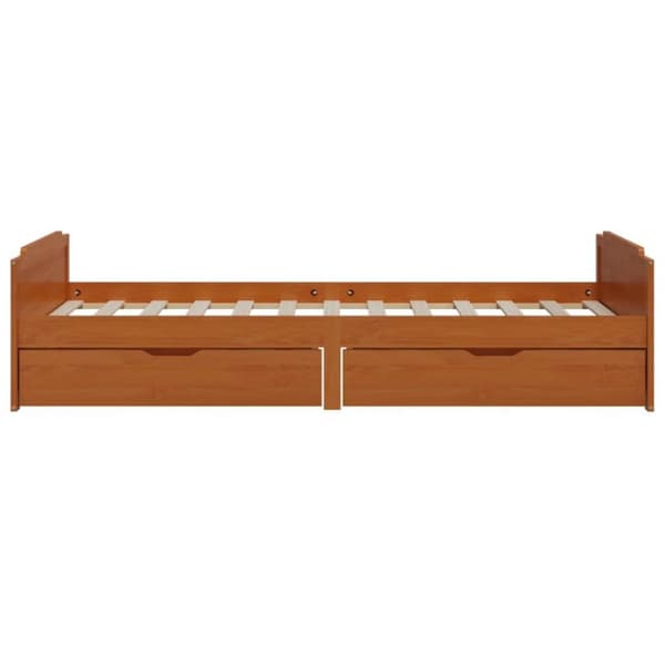 vidaXL Sengeramme med skuffer honningbrun heltre furu 90x200 cm