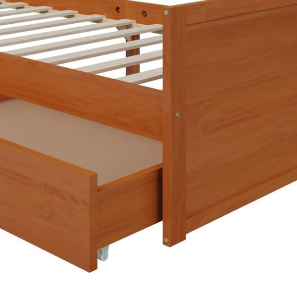 vidaXL Sengeramme med skuffer honningbrun heltre furu 90x200 cm