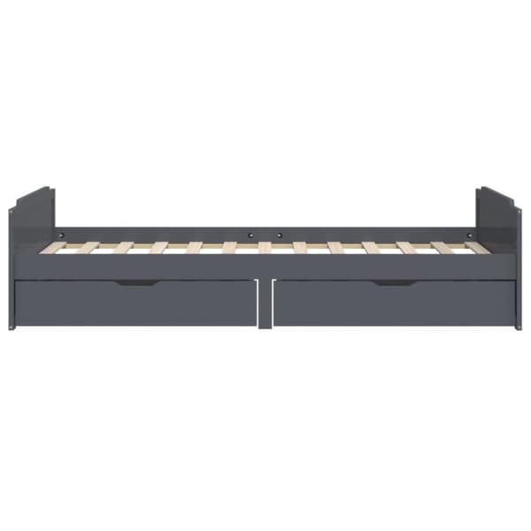 vidaXL Sängynrunko vetolaatikoilla tummanharmaa täysi mänty 90x200 cm