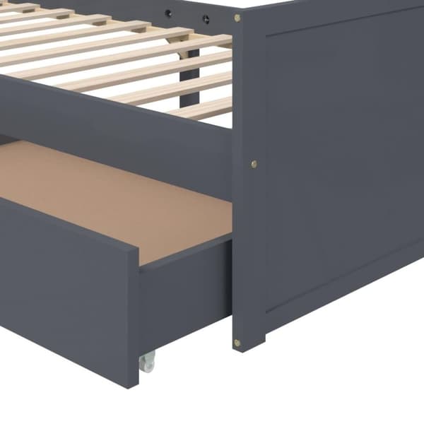 vidaXL Sängynrunko vetolaatikoilla tummanharmaa täysi mänty 90x200 cm
