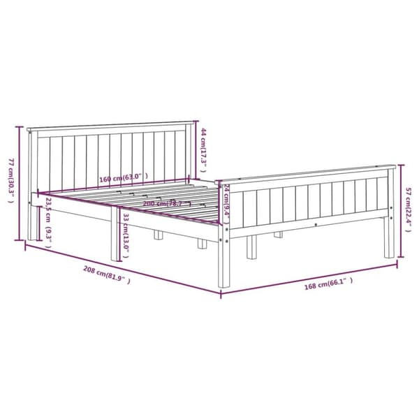 vidaXL Sängram vit massiv furu 160x200 cm