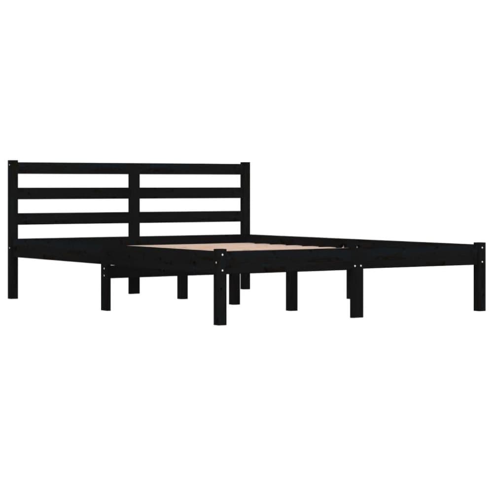 vidaXL Sängram massiv furu 120x190 cm svart 4FT