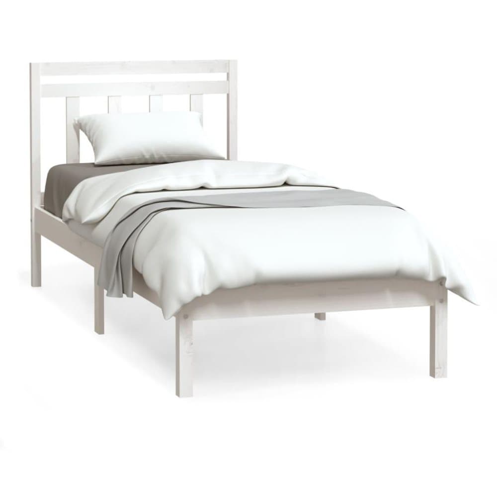 vidaXL Sängram vit massivt trä 90x190 cm enkelsäng
