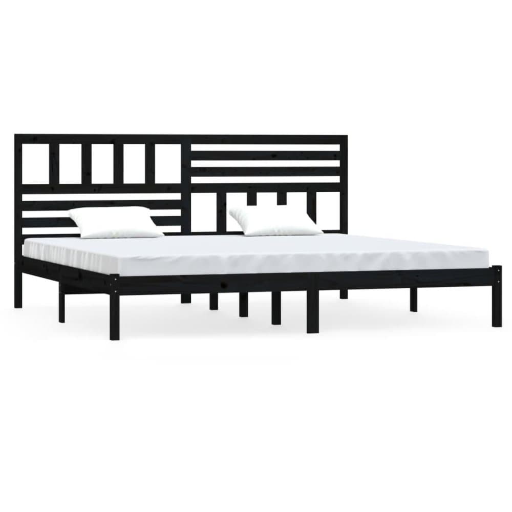 vidaXL Sängram svart massivt furu 200x200 cm