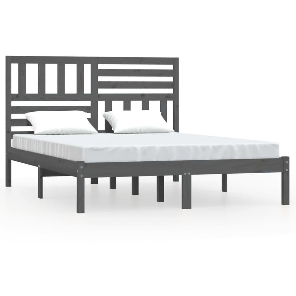 vidaXL Sängram grä massivt furu 120x190 cm
