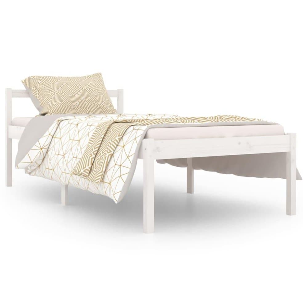 vidaXL Sängram vit massiv furu 90x190 cm 3FT
