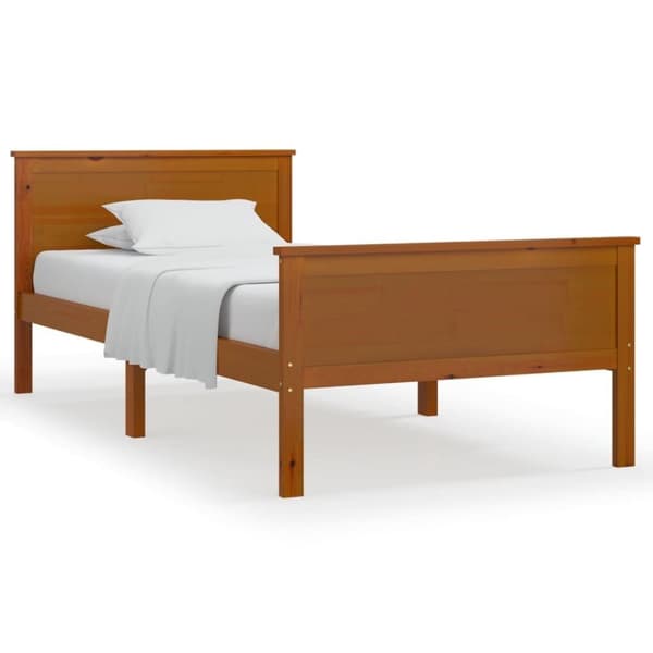 vidaXL sengeramme 90x200 cm massivt fyrretræ gyldenbrun