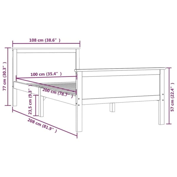 vidaXL Sengeramme honningbrun heltre furu 100x200 cm
