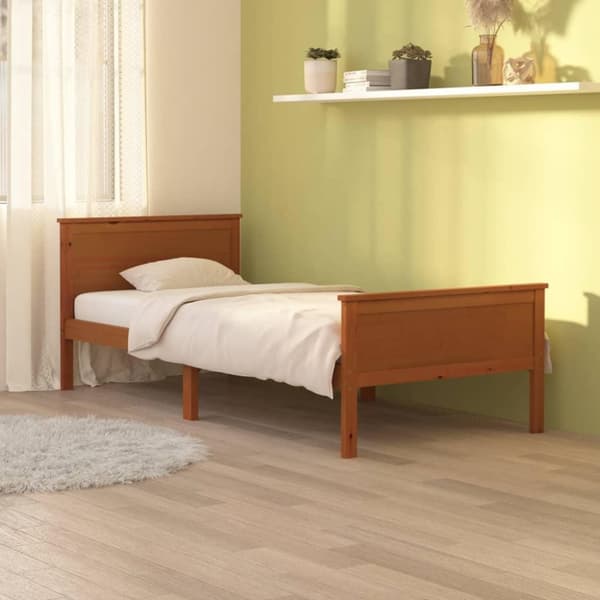 vidaXL Sengeramme honningbrun heltre furu 100x200 cm
