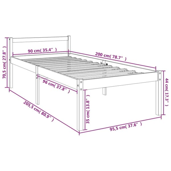 vidaXL Seniorseng 90x200 cm heltre furu
