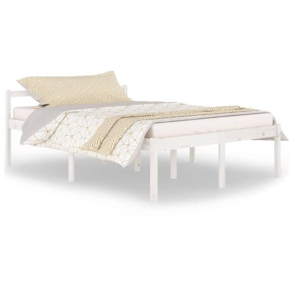 vidaXL Seniorseng hvit 140x200 cm heltre furu