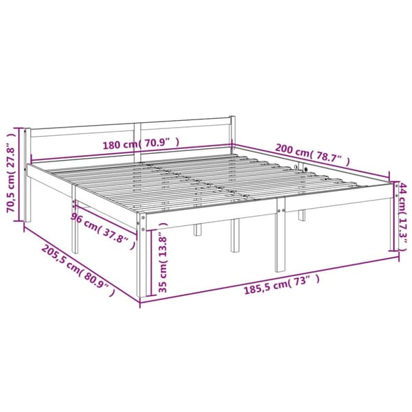 vidaXL Seniorseng hvit 180x200 cm heltre furu