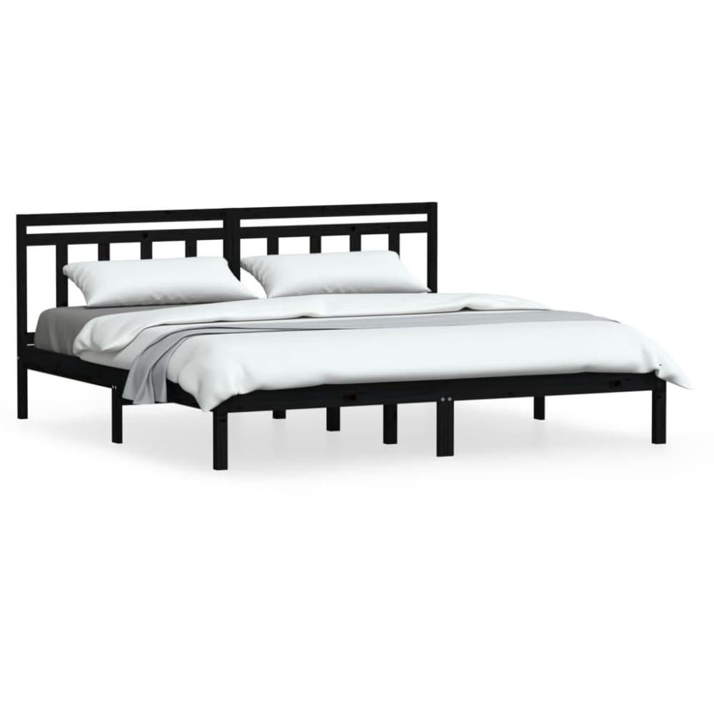 vidaXL Sängram svart massivt furu 160x200 cm