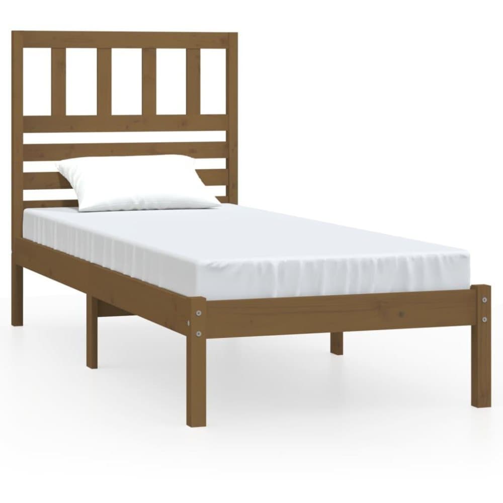 vidaXL Sängram honungsbrun massivt furu 90x200 cm enkelsäng