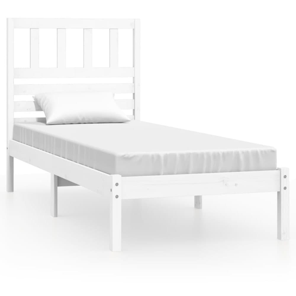 vidaXL Sängram vit massivt furu 90x190 cm för enkelsäng