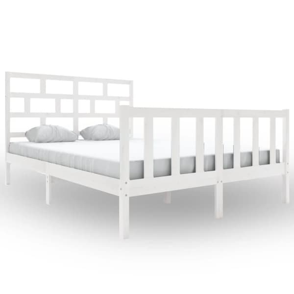 vidaXL Sengeramme hvit heltre furu 160x200 cm