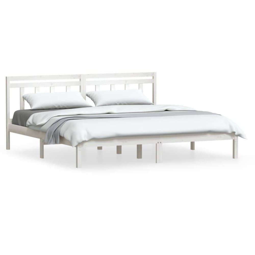 vidaXL Sängram vit massivt furu 160x200 cm