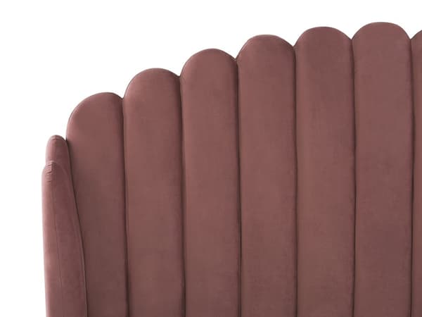 Lyserød Seng Betrukket med Velour 160 x 200 cm Retro Design Metalben Quiltet Sengegavl
