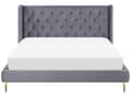 Miniatyrbillede 4 af 10: Seng Grå Velour Stof Guld Metalben 140 x 200 cm 1 5 mands Seng med Sengegavl Knap Tuftet Minimalistisk Skandinavisk Moderne Design