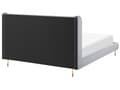 Miniatyrbillede 5 af 10: Seng Grå Velour Stof Guld Metalben 140 x 200 cm 1 5 mands Seng med Sengegavl Knap Tuftet Minimalistisk Skandinavisk Moderne Design