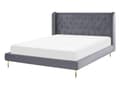 Miniatyrbillede 1 af 10: Seng Grå Velour Stof Guld Metalben 140 x 200 cm 1 5 mands Seng med Sengegavl Knap Tuftet Minimalistisk Skandinavisk Moderne Design